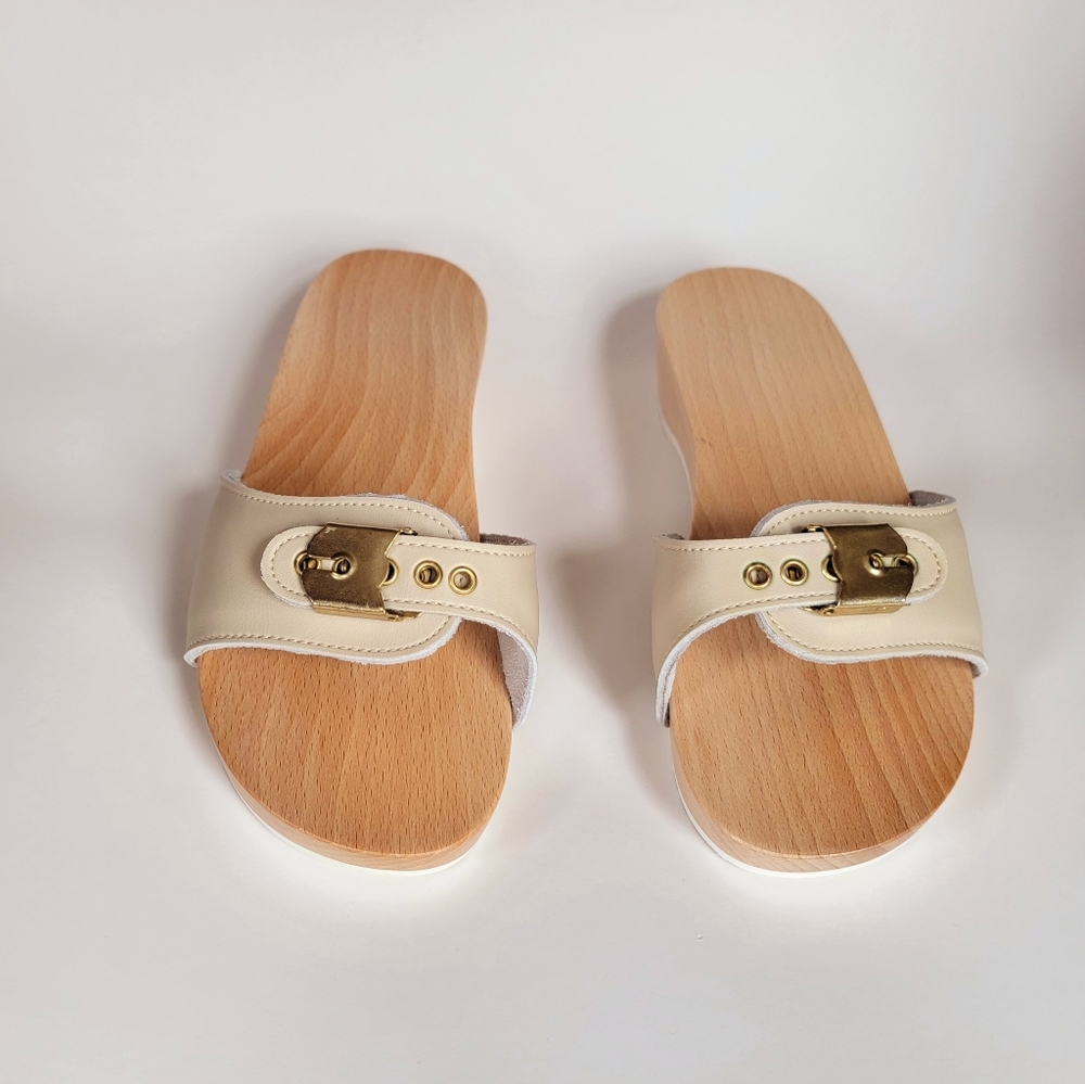 scholl wooden clogs